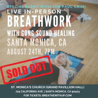 Live In-Person Breathwork Class August 24, 2022 in Los Angeles/Santa Monica, California