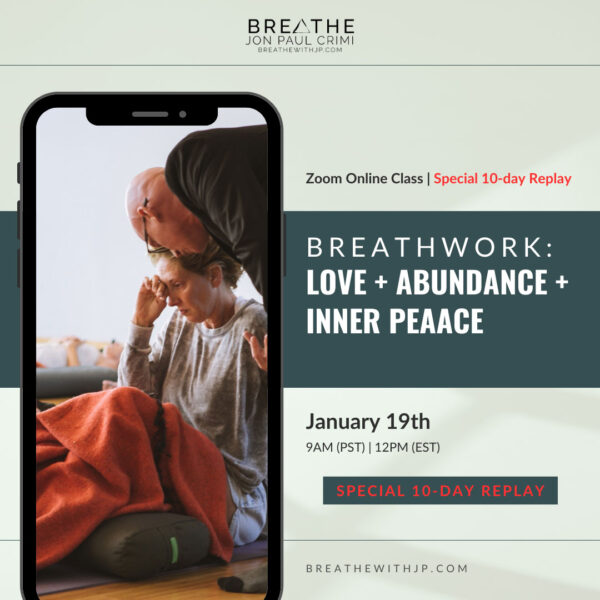 Live Online Breathwork Class January 19 2025 – 9am (PST) 12pm (EST)<br /><span style="color: #ff0000;">SPECIAL 10-DAY REPLAY</span>