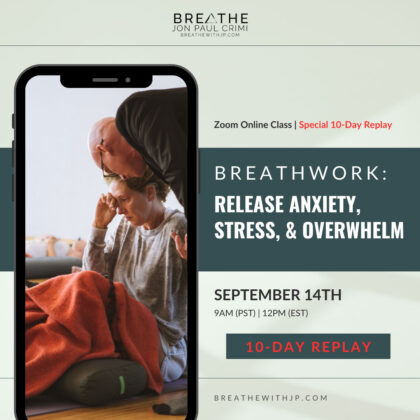 Live Online Breathwork Class September 14 2025 – 9am (PST) 12pm (EST)<br /><span style="color: #ff0000;">SPECIAL 10-DAY REPLAY</span>