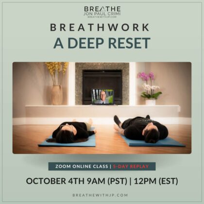 Live Online Breathwork Class October 4 2026 – 9am (PST) 12pm (EST)
